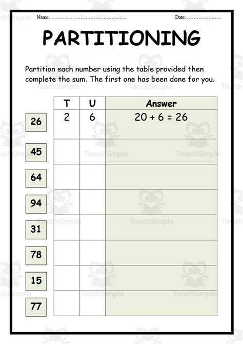 partitioning worksheet|Place Value and Partitioning Worksheet .